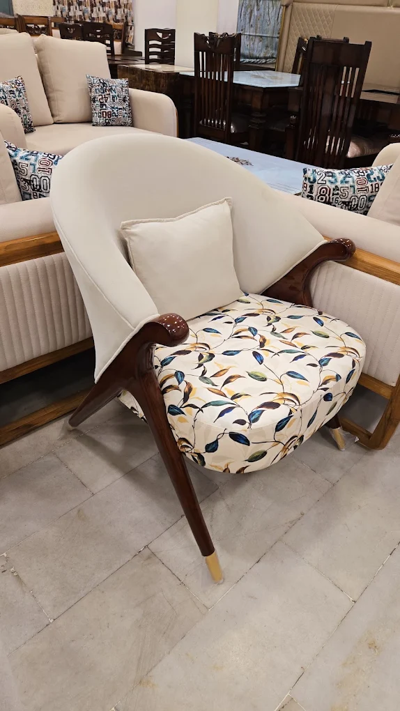 Mid-Century Floral Accent Chair